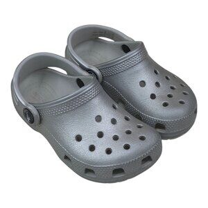 Crocs Classic Clog Silver Kids Size C9 Slip-On Shoes 7.5" Heel to Toe
